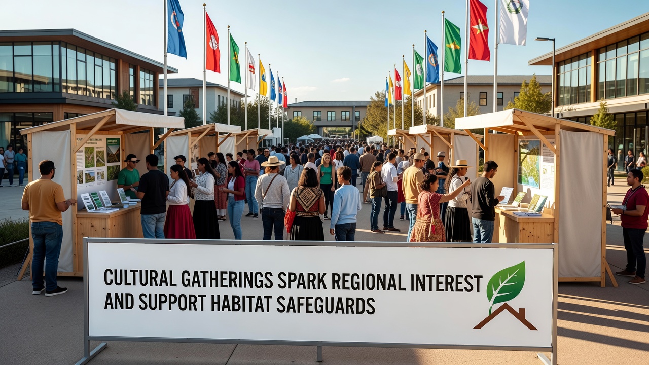 Attendees participate in an outdoor workshop focused on habitat protection during a regional cultural event